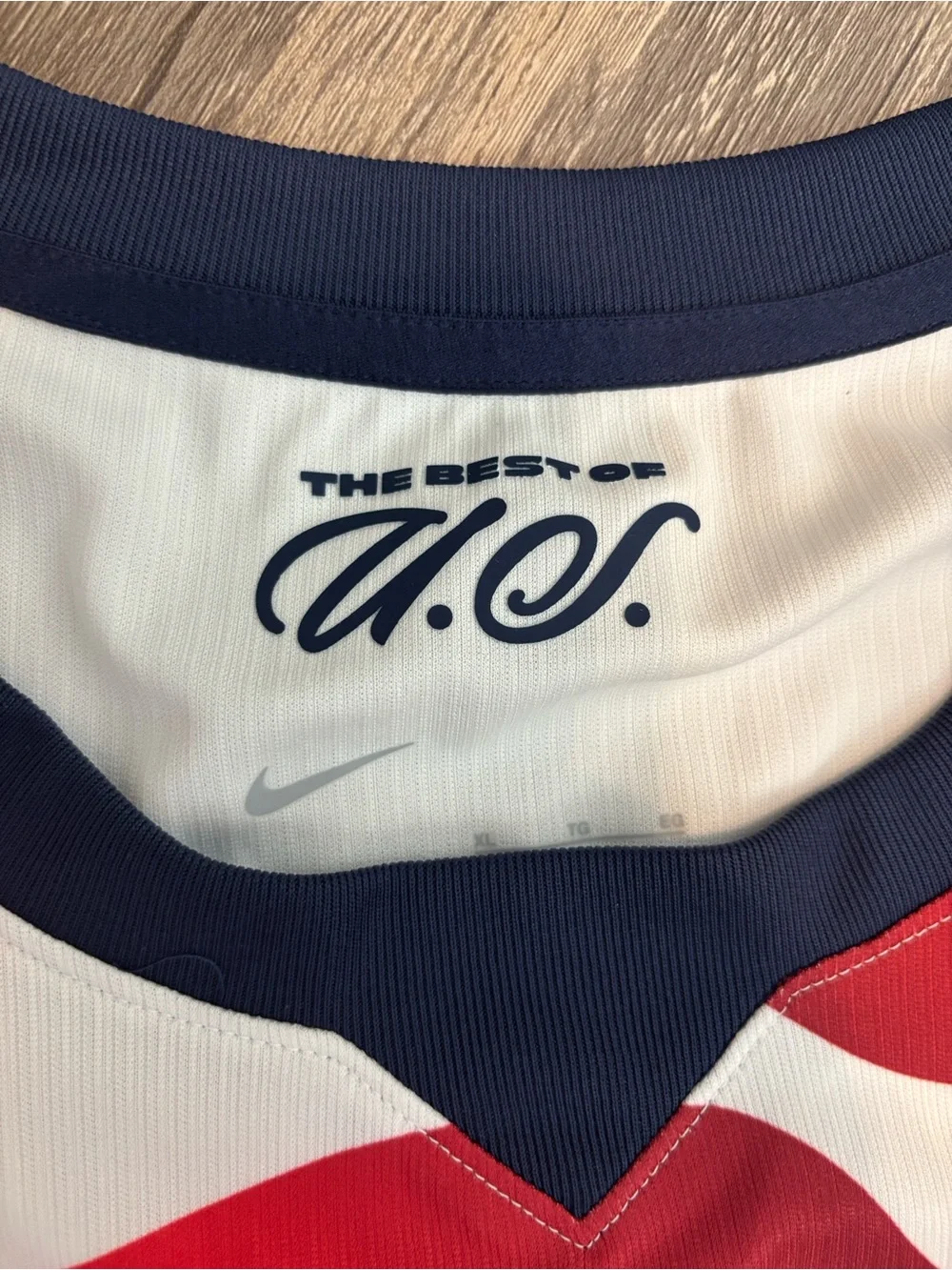 Nike White & Navy USA Soccer Jersey Tags
